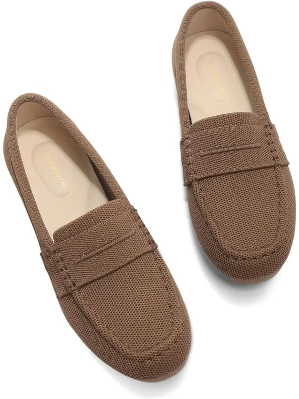 Women's Light Coffee Comfortable Slip on Dressy Casual Walking Loafer Flat Shoes